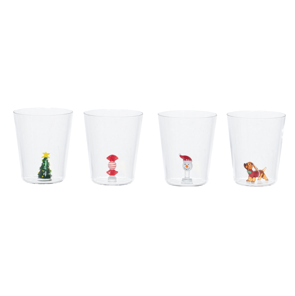 Verre a eau déco intérieur teckel noël 42cl