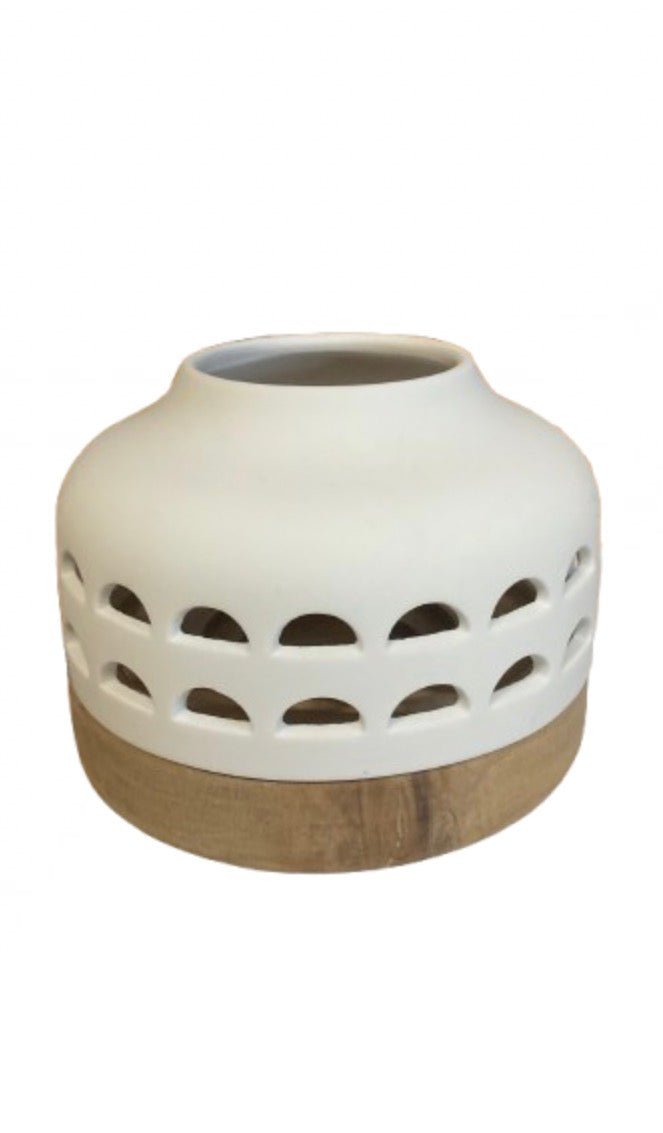 Lanterne d12 cm h9,5 cm Räder porcelaine blanche