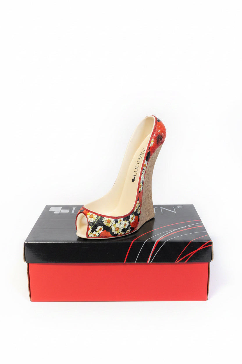 Porte-bouteille Ludi-Vin en forme d'escarpin à motif floral