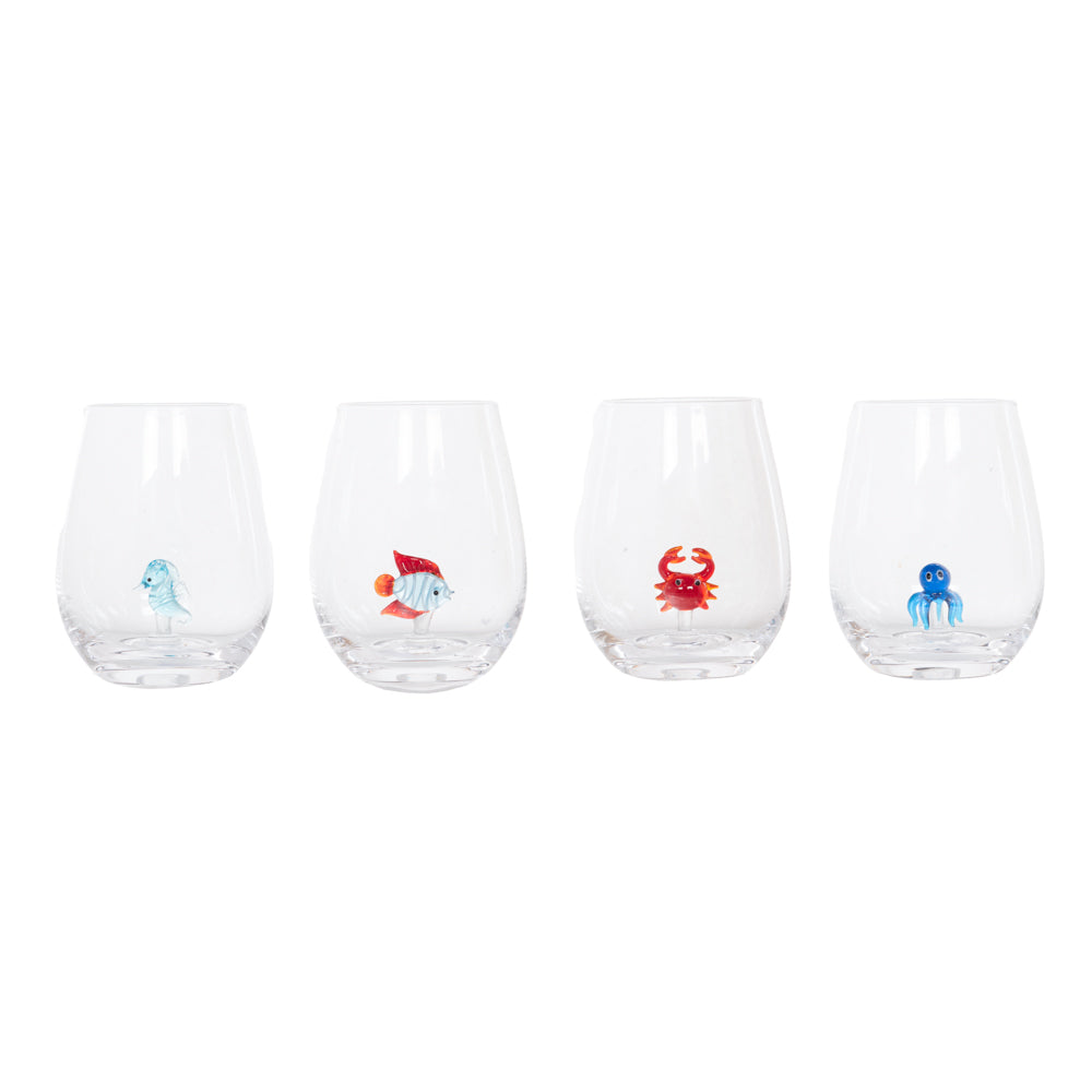 Verre fantaisie océan x 4 assortis - Table Passion