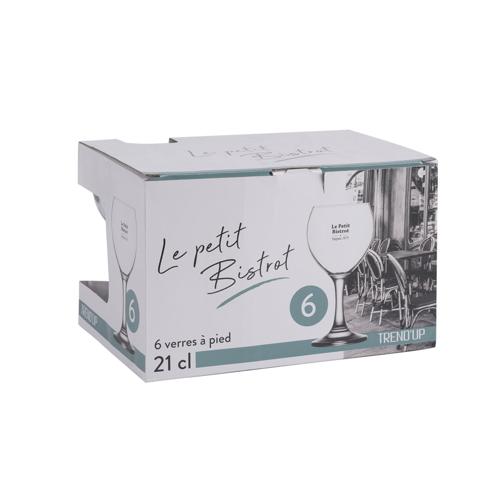Boîte de 6 verres à pied Bistrot 21 cl - Trend'Up