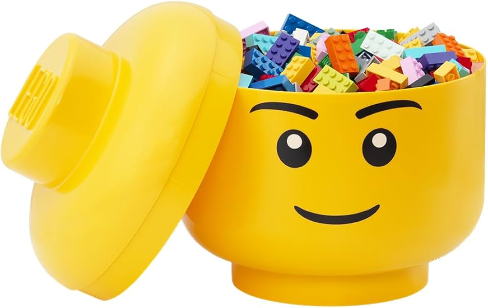 Boîte de rangement LEGO visage de garçon - pour briques et jouets