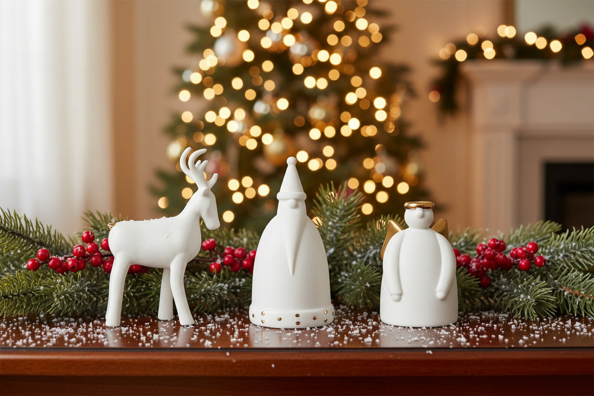 Set Père Noël, ange et renne Räder porcelaine blanche