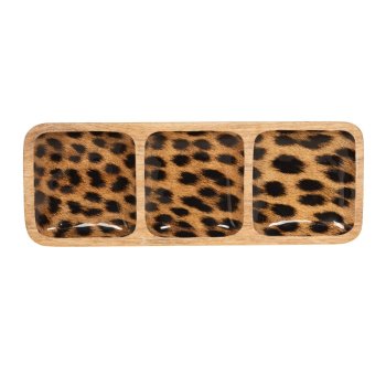 Plat apéro 3 compartiments Léopard 38x14 cm - Table Passion