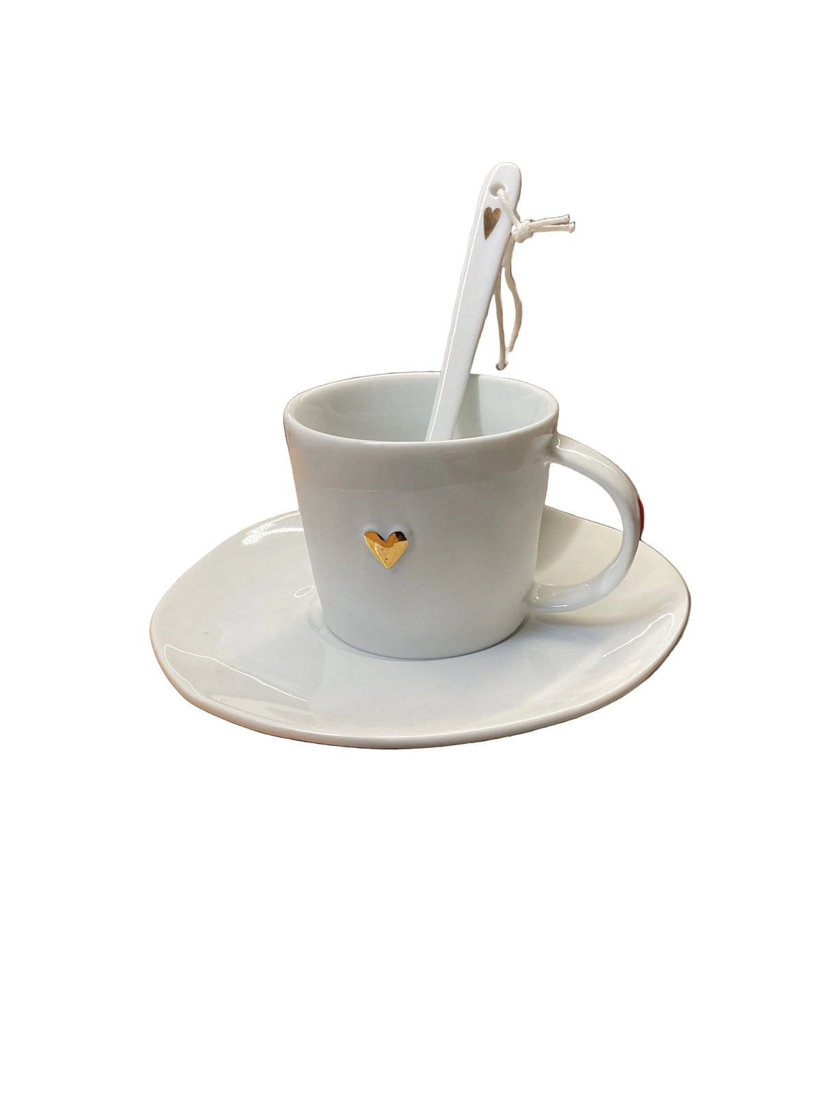 Tasse cœur doré dia 6 x h 5 cm Räder porcelaine blanche