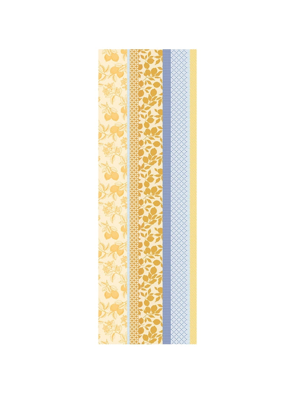 Chemin de table jaune 50x180 en coton motif citrons style Provence