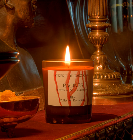 Bougie Racines vetiver, radis & gentiane 180 g - Cirerie de Gascogne