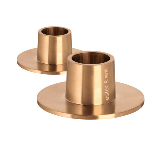 Bougeoir M or rose mat set de 2 - Ester & Erik