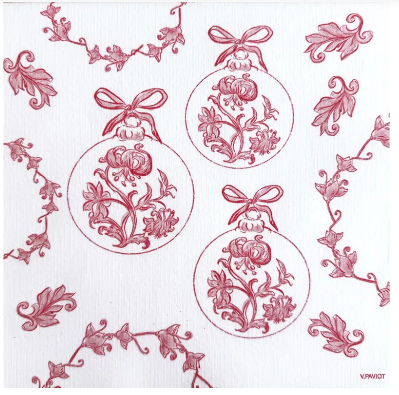Serviettes papier boule baroque 40 x 40 cm - Françoise Paviot