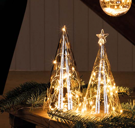 LED sapin en verre étoile dorée, petit modèle Räder