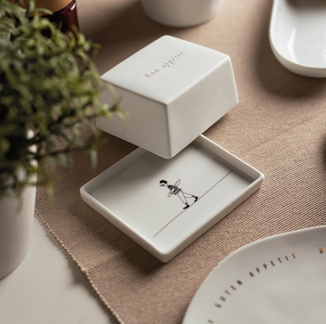 Beurrier petit modèle Bon appétit Räder porcelaine blanche