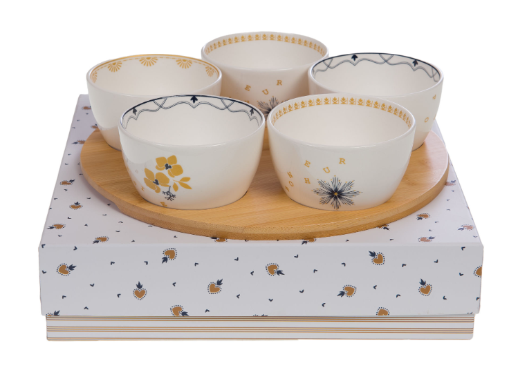 Coffret plat 5 bols poésie - Amadeus