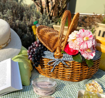 Panier Campagne Vichy Vert - Les jardins de la comtesse