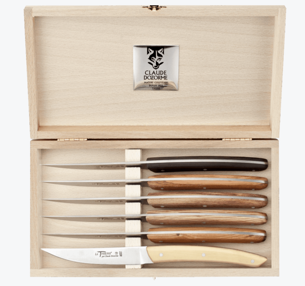 Coffret 6 couteaux Thiers manche inox mat - Claude Dozorme