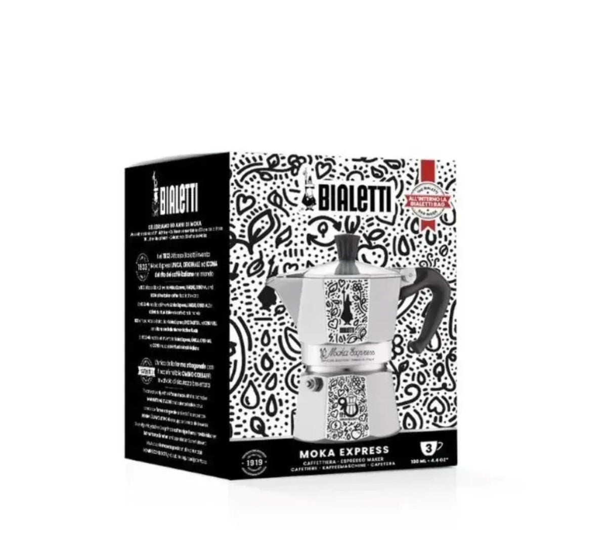 Cafetière Bialetti Moka Express édition 90 ans à motifs