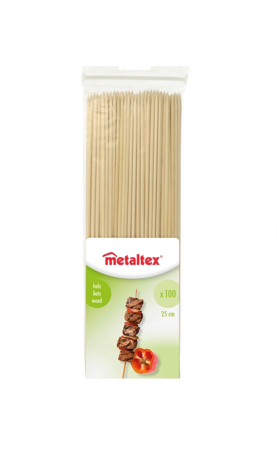 Pics à brochettes Metaltex en bois de 25 cm