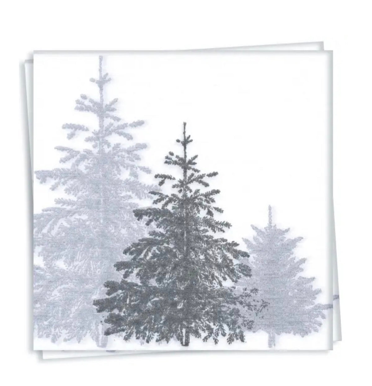 Serviette cocktail motif sapins argentés format 25x25 cm