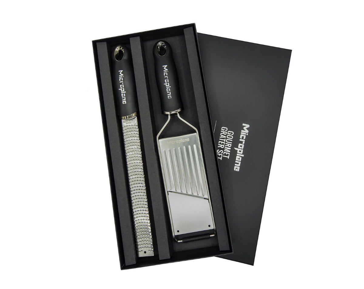 Coffret râpe gourmet Microplane avec mandoline, zesteur et gant