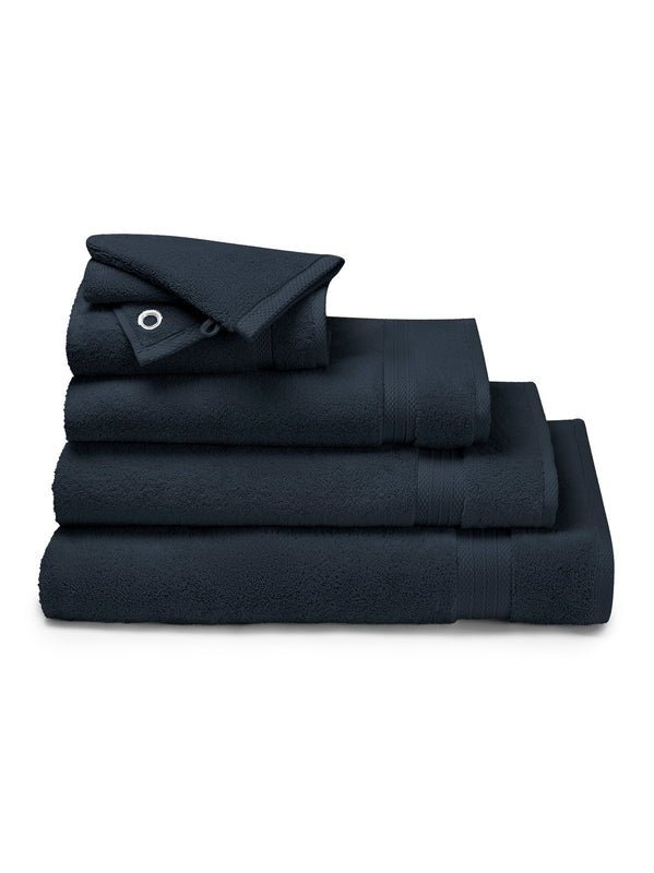 Gant de toilette en éponge 100% coton marine 16x22 cm avec attache