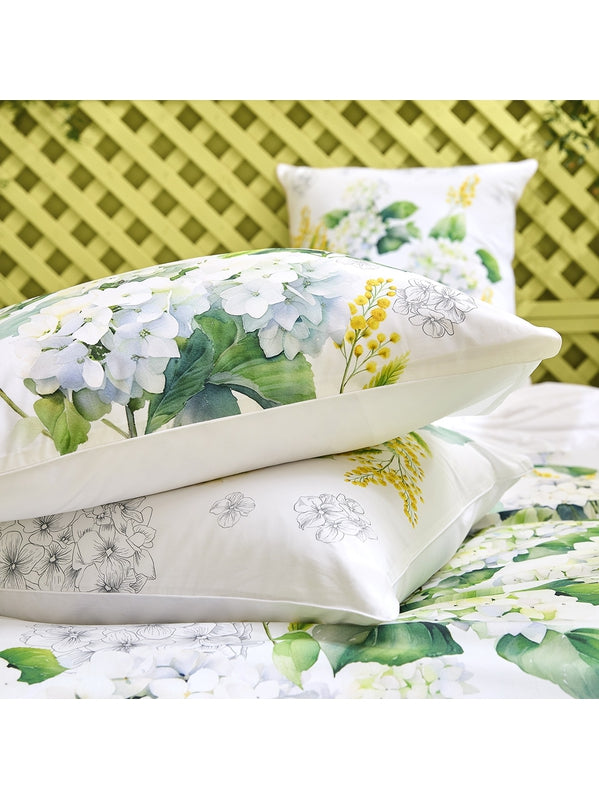 Lot de 2 taies d'oreiller Annabelle Mimosa en 100 % coton - coloris uni, finition passepoil