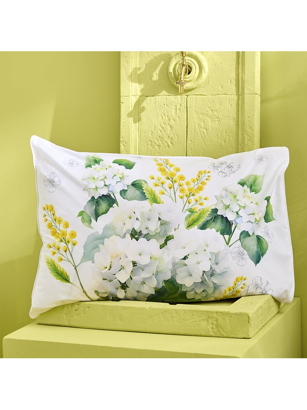 Lot de 2 taies d'oreiller Annabelle Mimosa en 100 % coton - coloris uni, finition passepoil