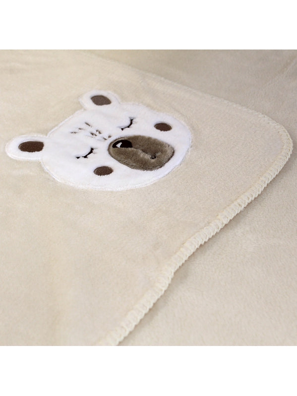 Plaid petit ours angora beige 75x100cm pour enfant et bébé