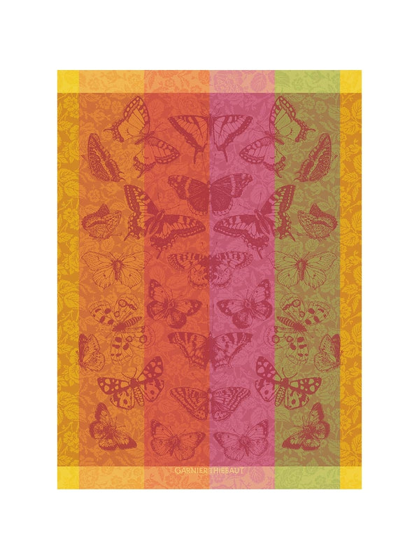 Torchon Beaux Papillons Flamboyant multicolore en coton 56x77 cm