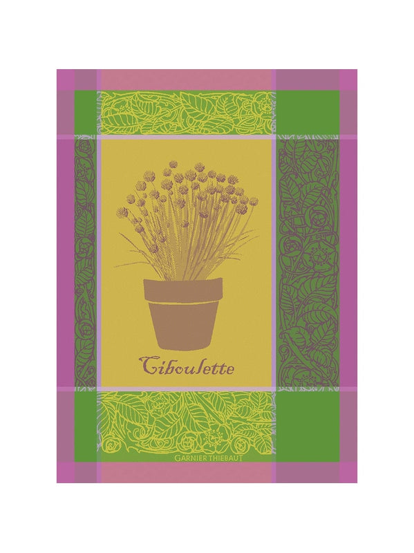 Torchon 100% coton vert ciboulette menthol 56x77 avec ourlet soigné