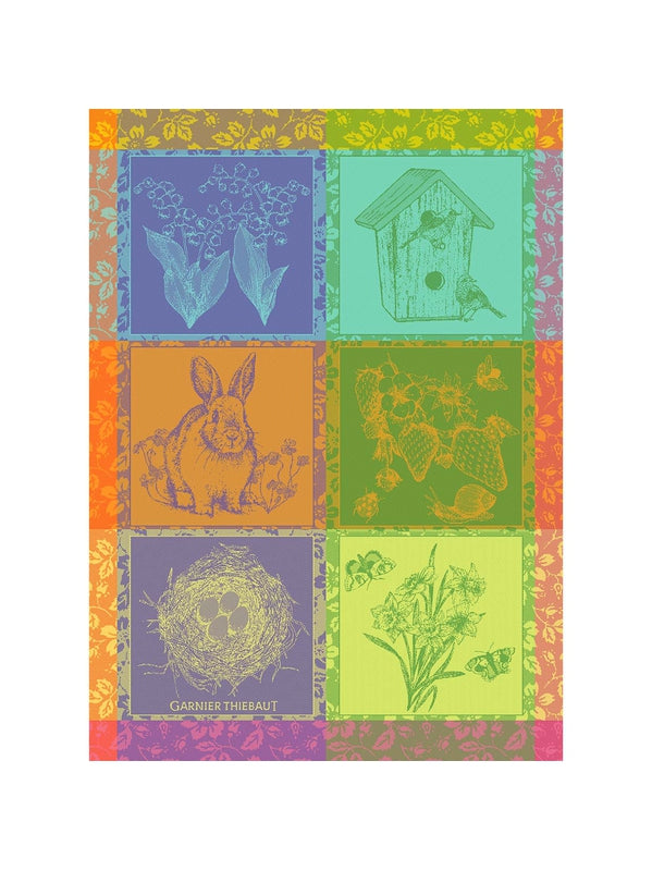 Torchon Hello Spring Prairie multicolore en coton 56x77 cm
