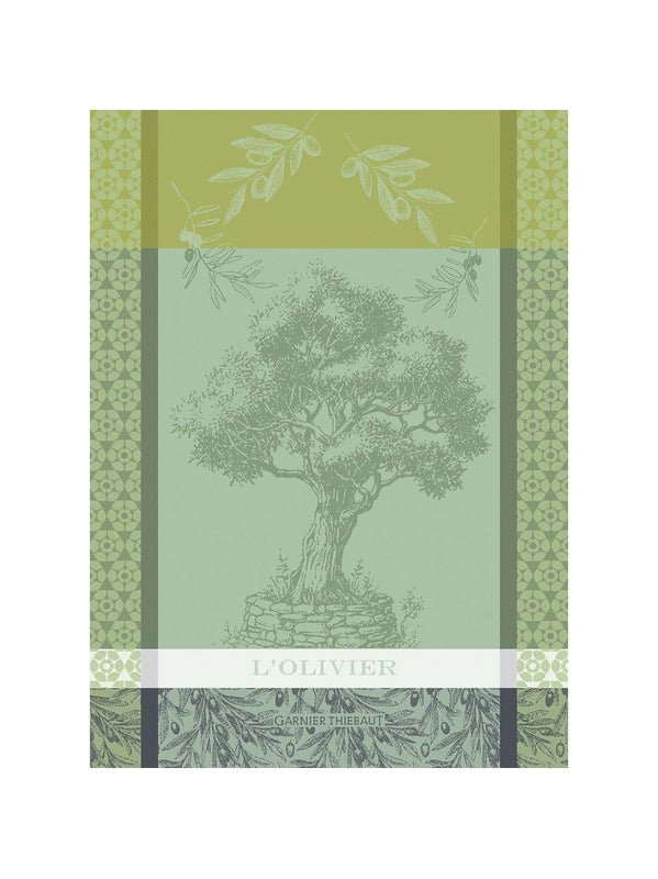 Torchon de cuisine L'Olivier Vert 56x77 cm en coton, coloris vert