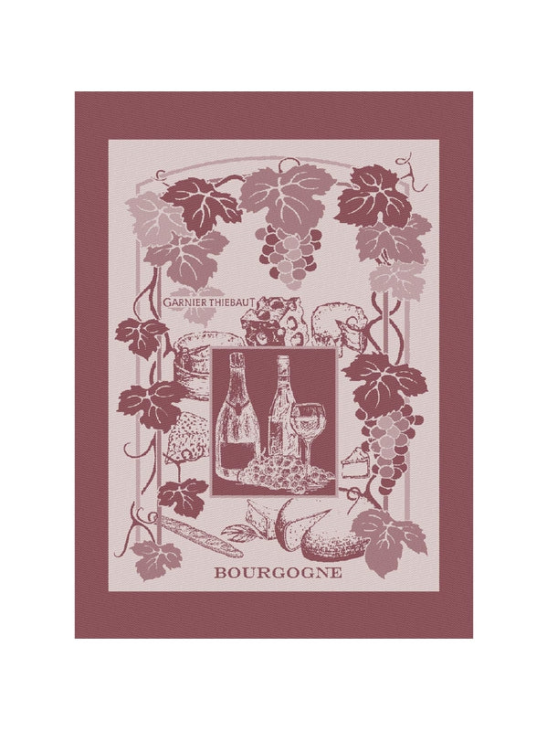 Torchon de cuisine La Bourgogne bordeaux en coton 50x70 cm