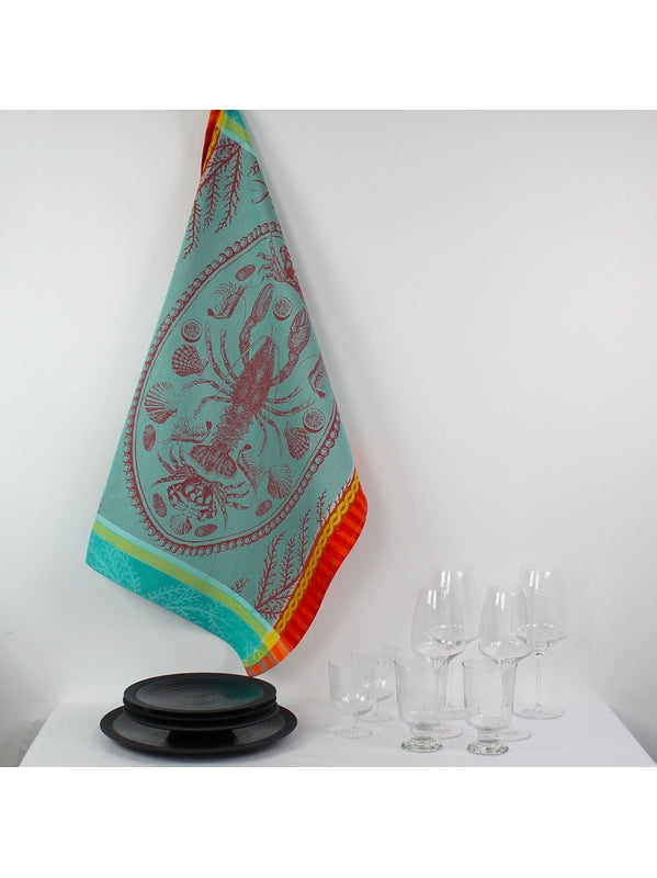 Torchon Marée Basse Lagon multicolore 56x77 cm en coton avec finition ourlet