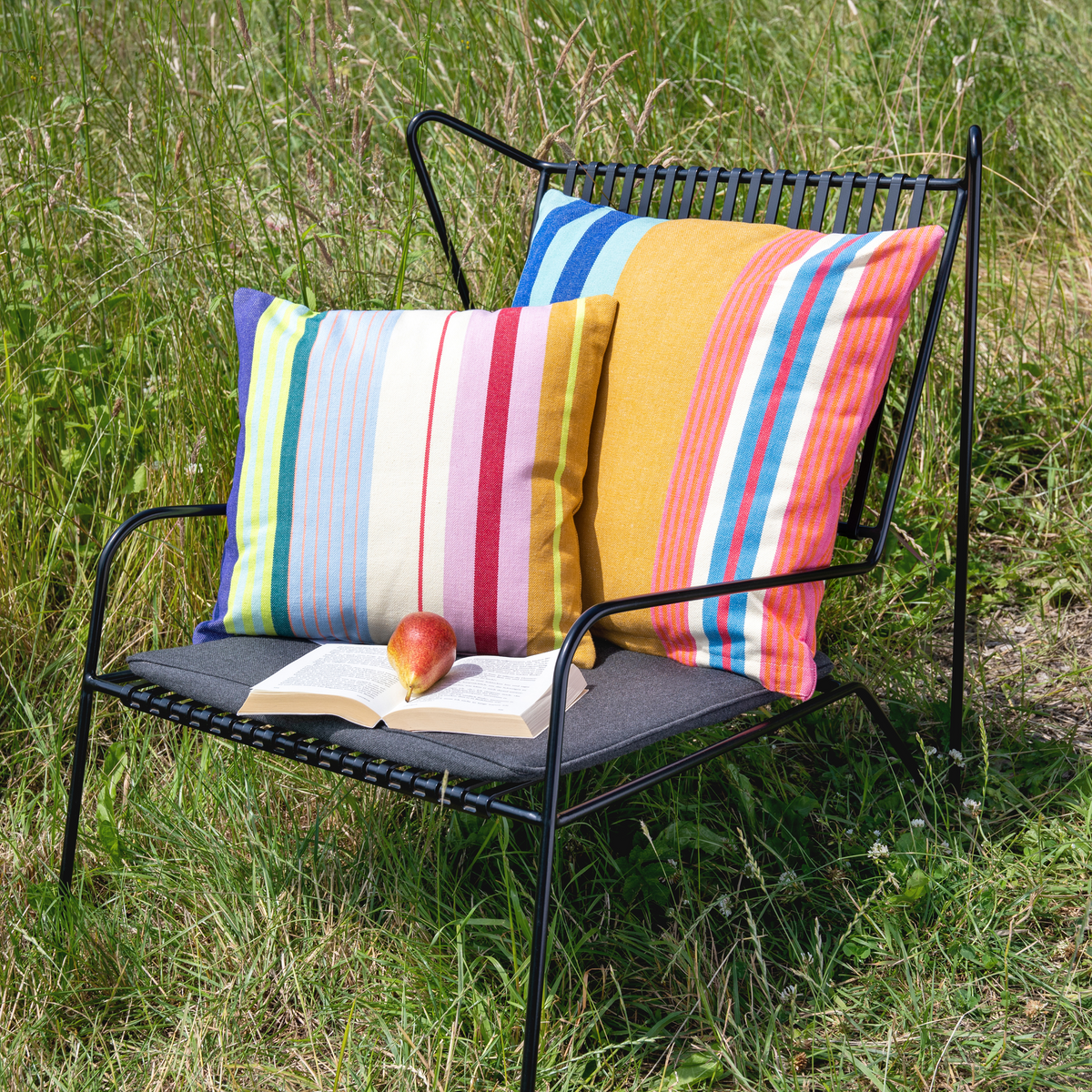 Coussin carré Belize en coton tissé aux couleurs franches, autre vue