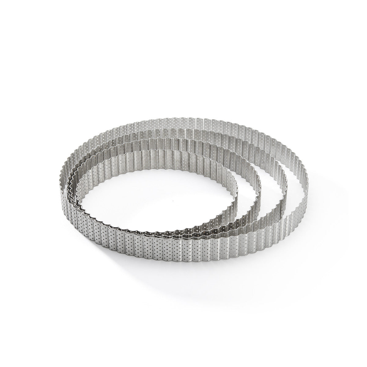 Cercle à tarte rond cannelé, inox perforé - De Buyer
