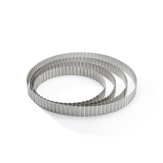 Cercle à tarte rond cannelé, inox perforé - De Buyer