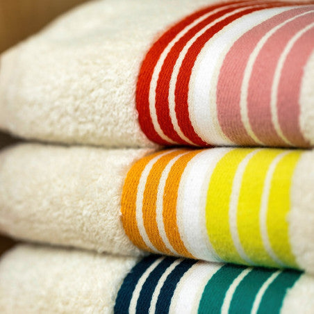 Drap de bain 150x100cm - raye ecru/oeillet