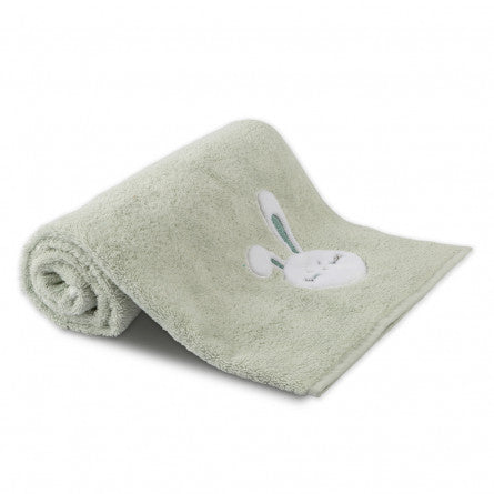 Drap de douche Petit Lapin vert d'eau - Garnier-Thiebaut