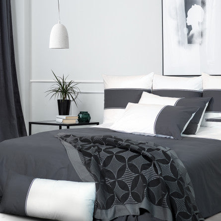 Housse de Couette Capri ardoise blanc - Garnier-Thiebaut