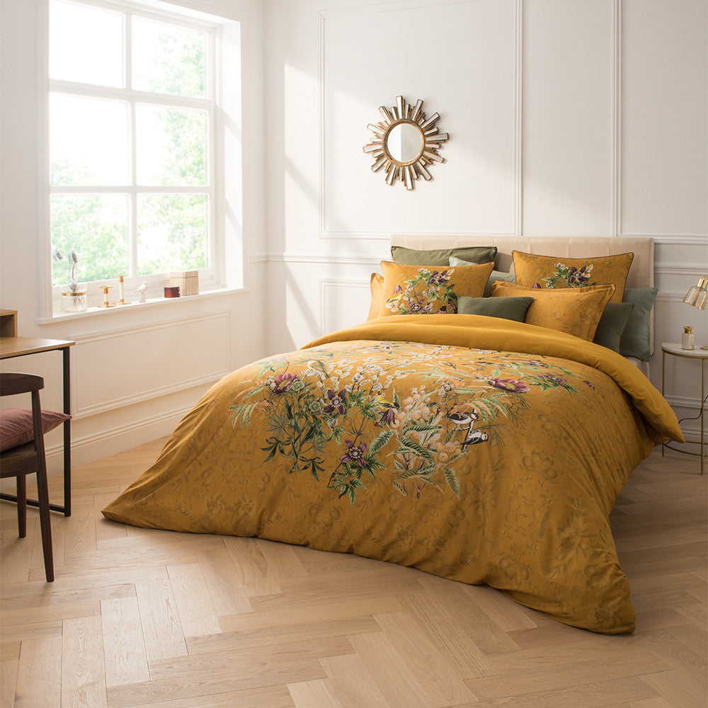 Housse de Couette Chants d'Oiseaux curry - Garnier-Thiebaut