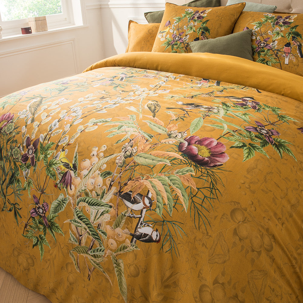 Housse de Couette Chants d'Oiseaux curry - Garnier-Thiebaut