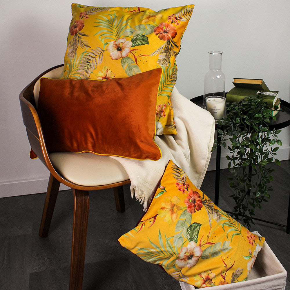 Housse de Coussin Saranda velours jaune - Garnier-Thiebaut