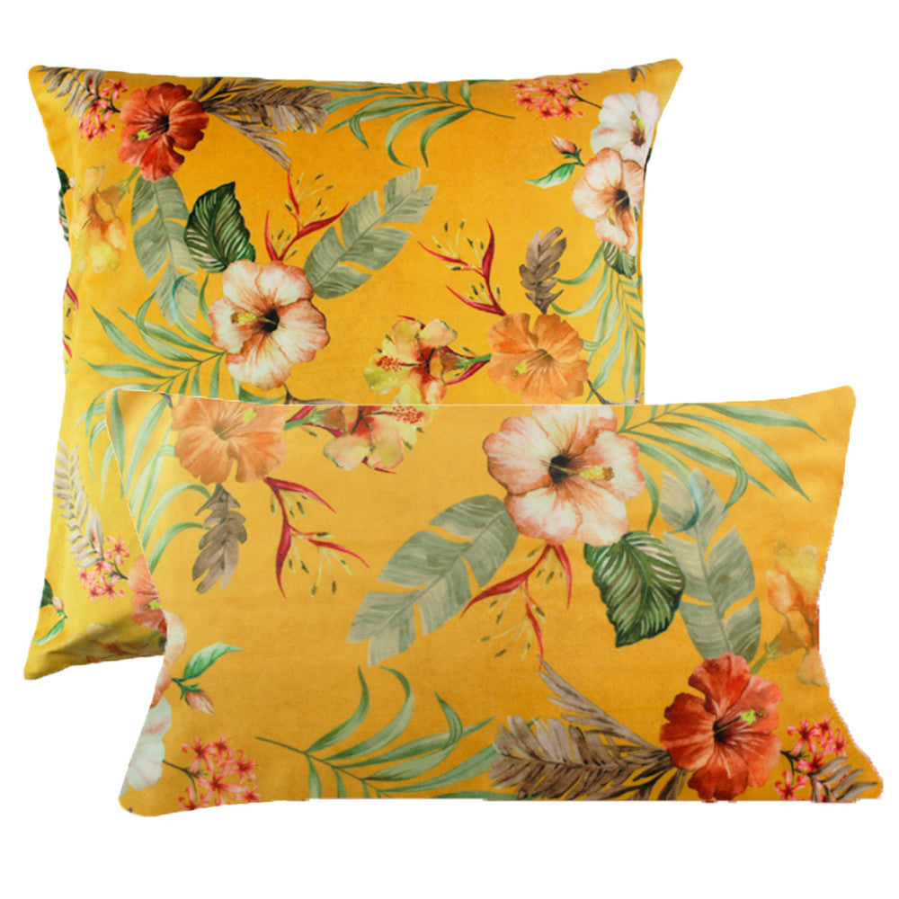 Housse de Coussin Saranda velours jaune - Garnier-Thiebaut