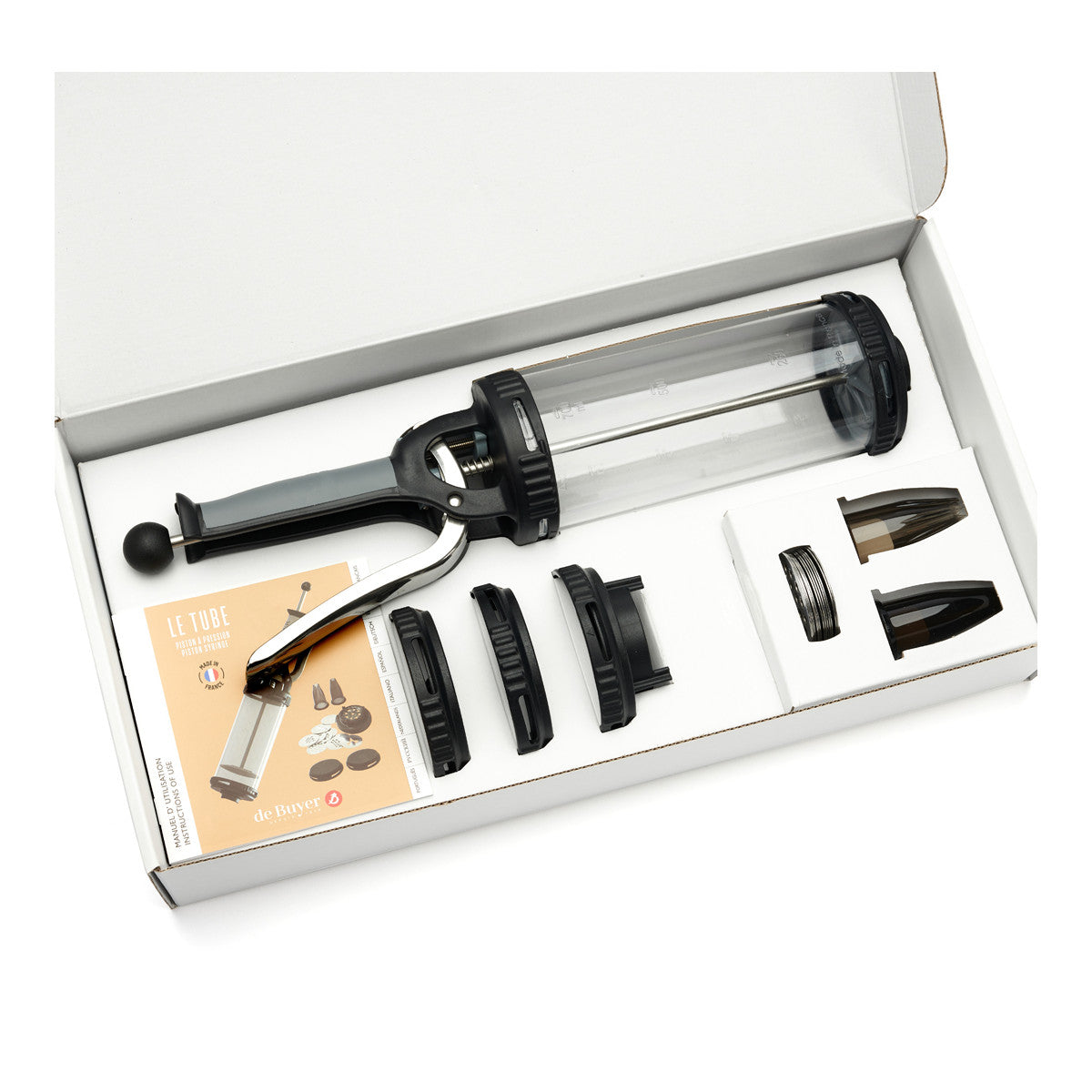 Coffret Le Tube avec kit sablé De Buyer - distributeur à piston et disques inox