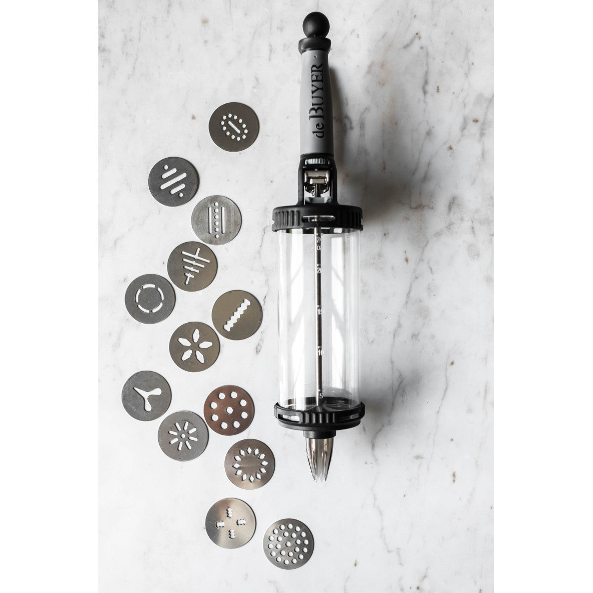 Coffret Le Tube avec kit sablé De Buyer - distributeur à piston et disques inox