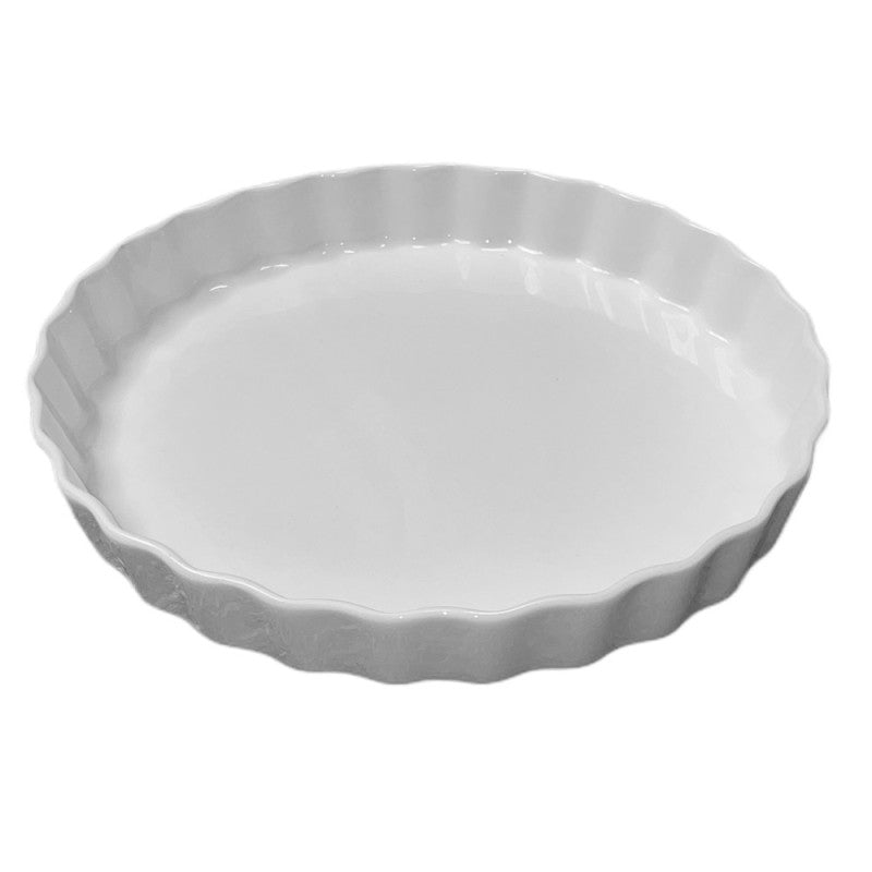 Tourtière ronde Pillivuyt en porcelaine blanche, 30 cm de diamètre