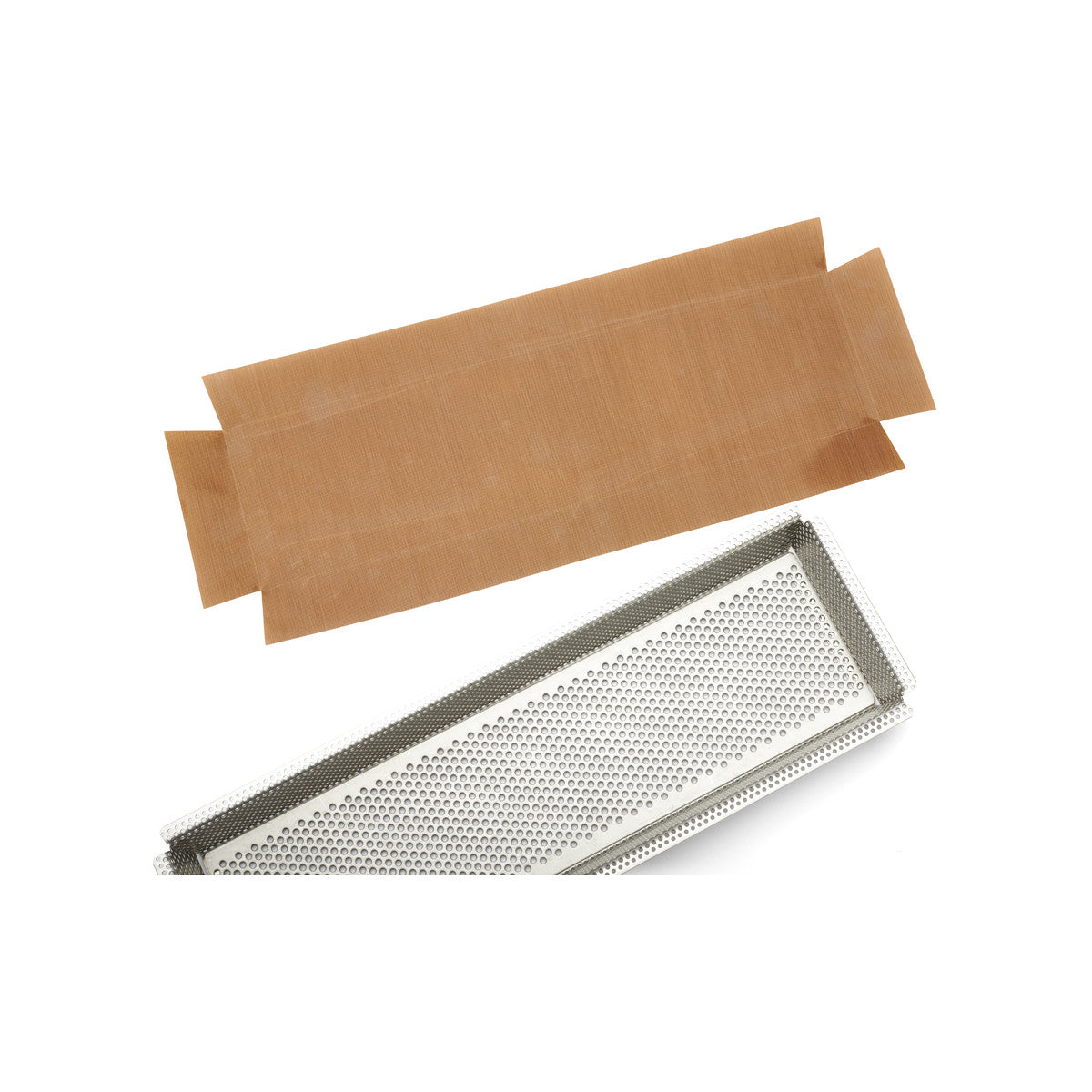 Moule à tarte rectangle en inox perforé avec fond amovible - De Buyer