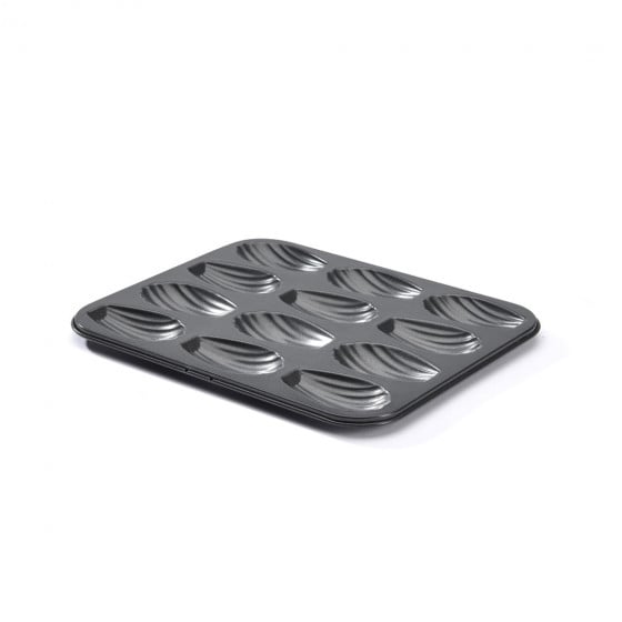 Plaque 12 madeleines acier antiadhésif 7x4x1,5cm - De Buyer