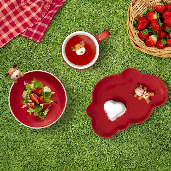 Assiette rouge avec cerf 3d - Médard de Noblat