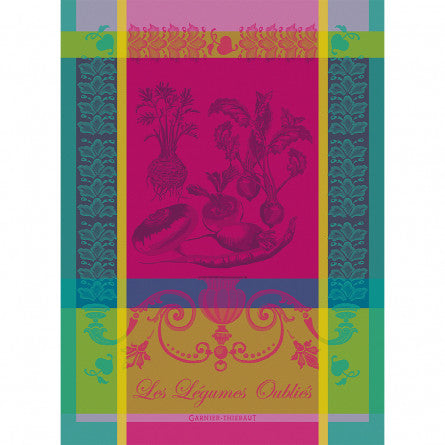 Torchon Légumes oubliés fuchsia - Garnier-Thiebaut