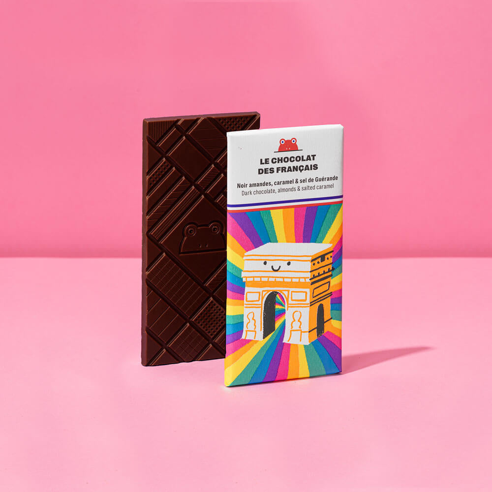 Tablette Triomphe noir amandes caramel & sel bio - Le chocolat des français
